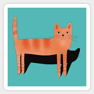 Whimsical ginger cat with shadow Magnet